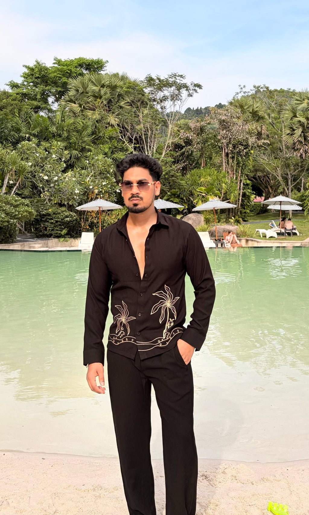 Similan Linen Textured Coord set - BLACK - Under Attack