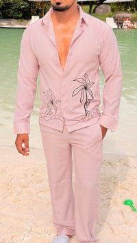 Similan Linen Textured Coord set - PINK
