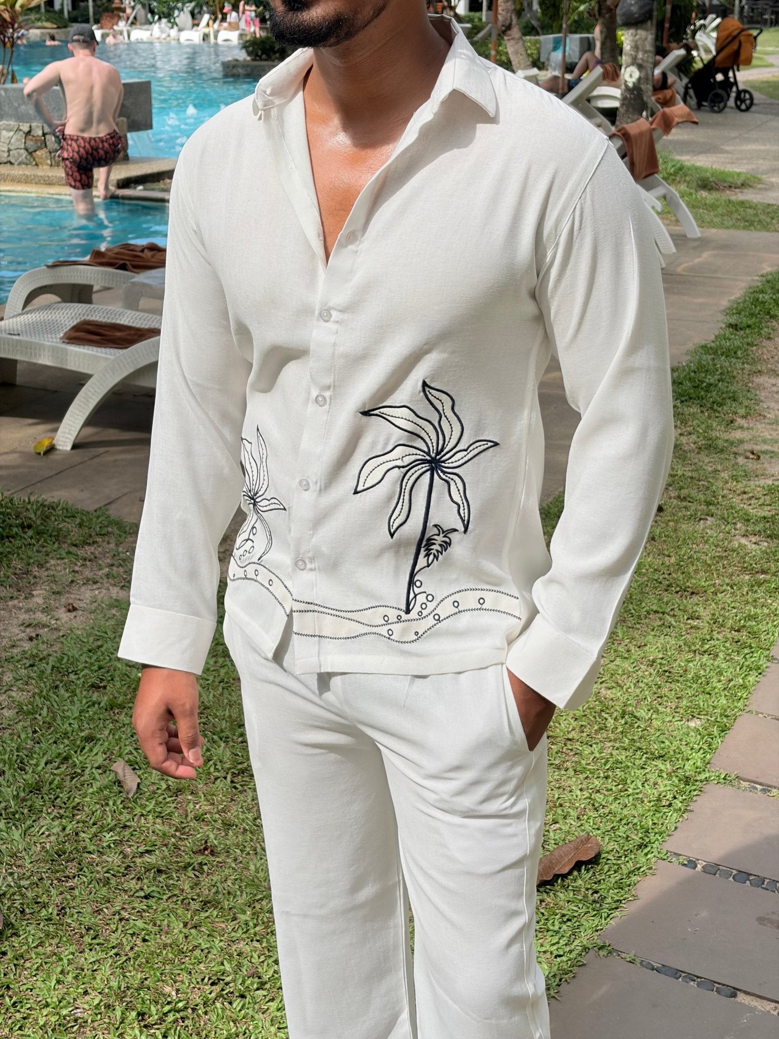 Similan Linen Textured Coord set - WHITE - Under Attack