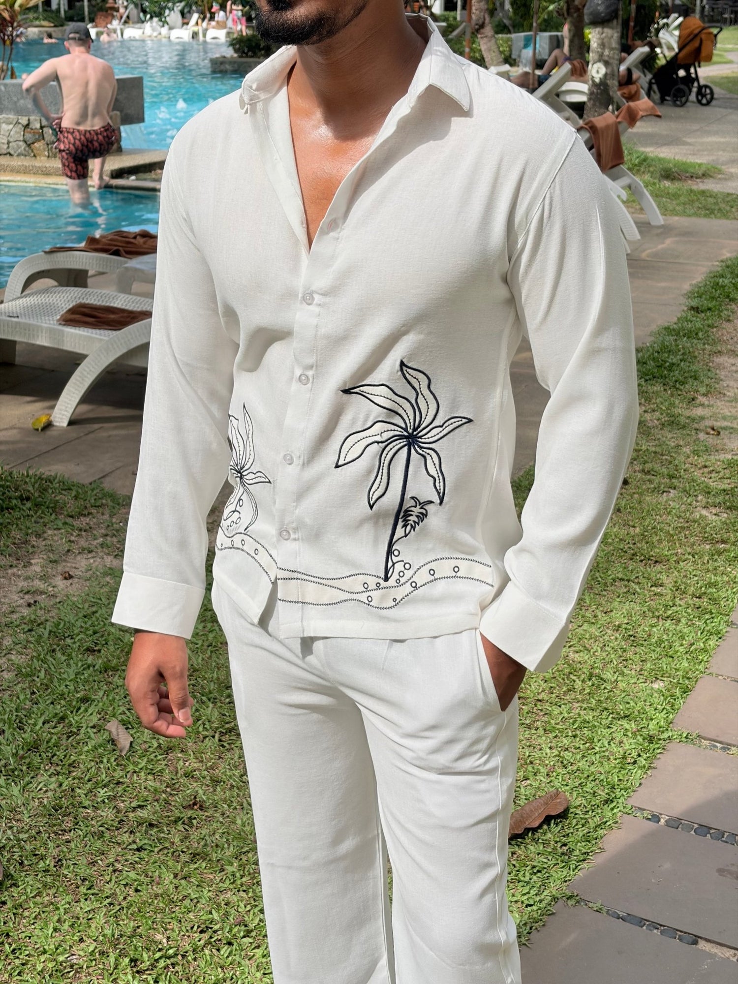 Similan Linen Textured Coord set - WHITE - Under Attack