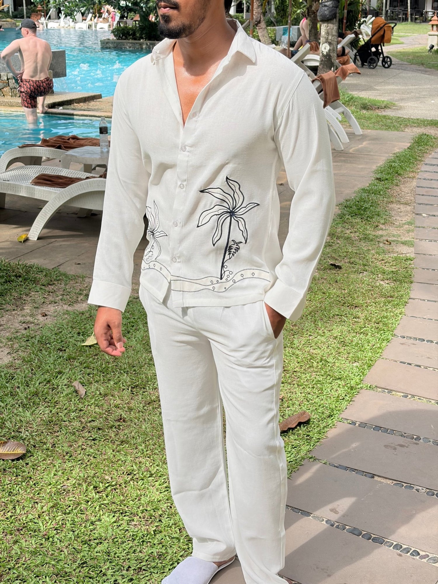 Similan Linen Textured Coord set - WHITE - Under Attack