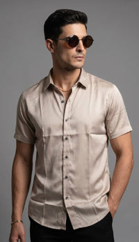 SOLID LYCRA SHIRT - CAMEL