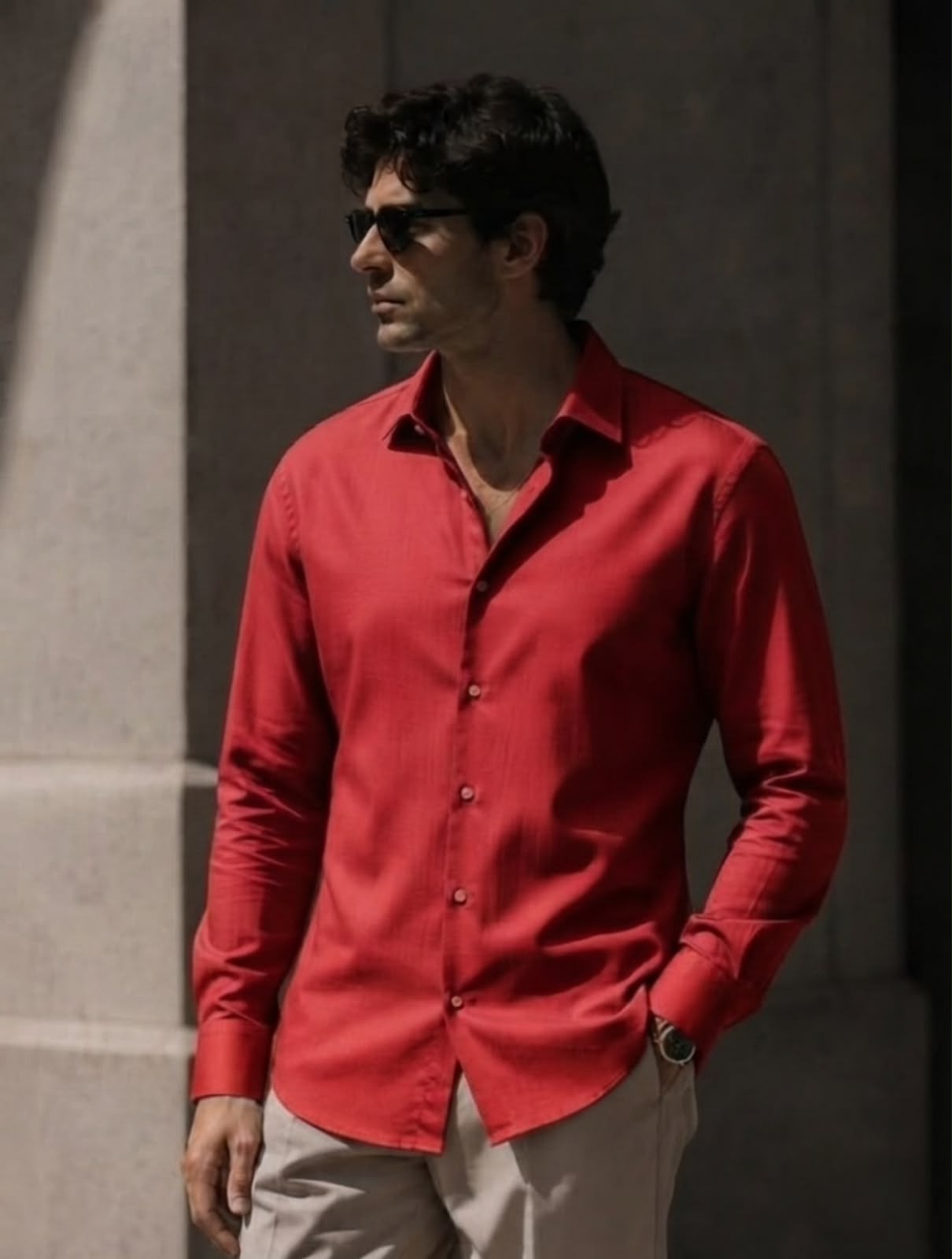 Solid Red Button Down Shirt - Under Attack