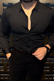 Solid Wrinkle Free Stretch Lycra Shirt - Black - Under Attack