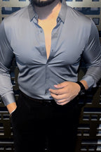 Solid Wrinkle Free Stretch Lycra Shirt - Charcoal - Under Attack