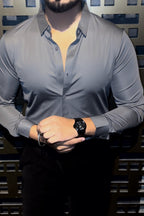 Solid Wrinkle Free Stretch Lycra Shirt - Charcoal - Under Attack