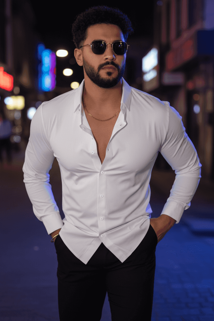 Solid Wrinkle Free Stretch Lycra Shirt - White - Under Attack