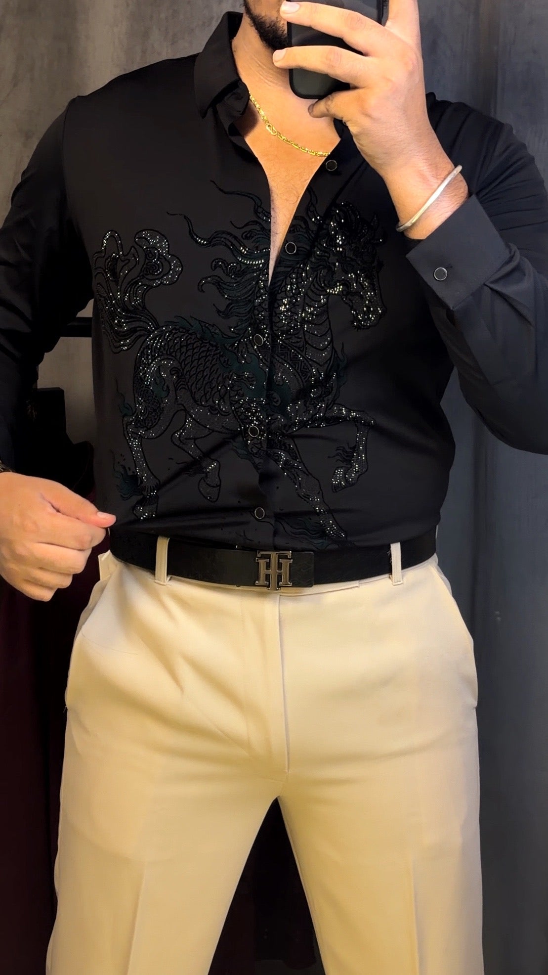 Stallion Celestiol Prestige Jacquard Shirt - BLACK - Under Attack
