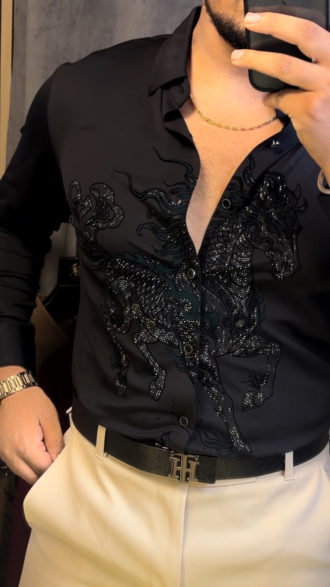 Stallion Celestiol Prestige Jacquard Shirt - BLACK - Under Attack