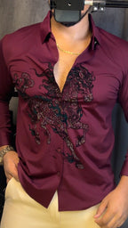 Stallion Celestiol Prestige Jacquard Shirt - WINE - Under Attack