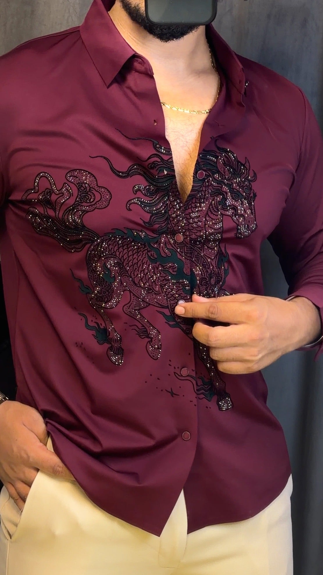 Stallion Celestiol Prestige Jacquard Shirt - WINE - Under Attack