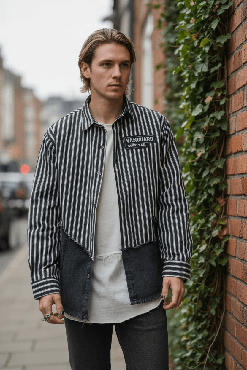 Strip Vibe Shacket - Black - Under Attack