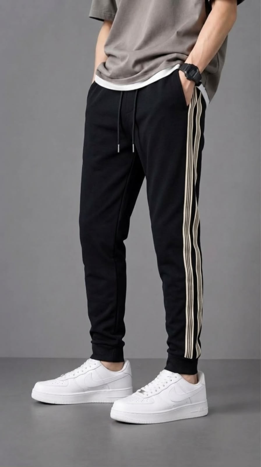 Striped Case Narrow Joggers - Black - Under Attack