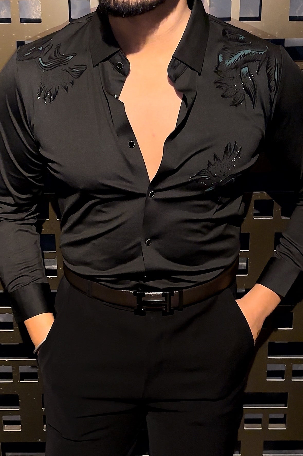 Sydney Glow Jacquard Shirt - BLACK - Under Attack
