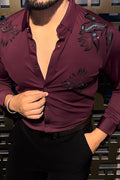 Sydney Glow Jacquard Shirt - WINE - Under Attack