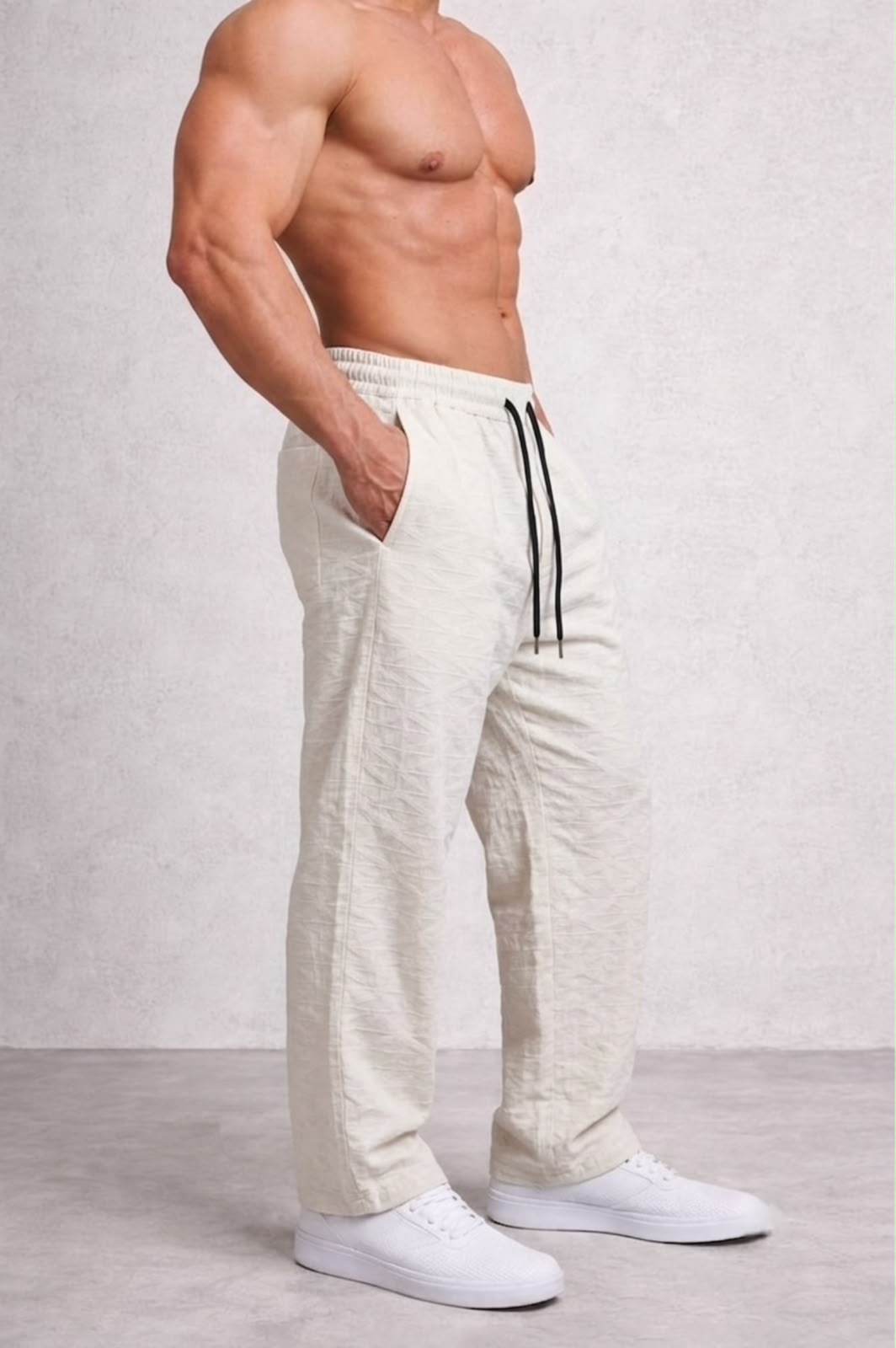 Textured Off White Wide Leg Pants - Under Attack
