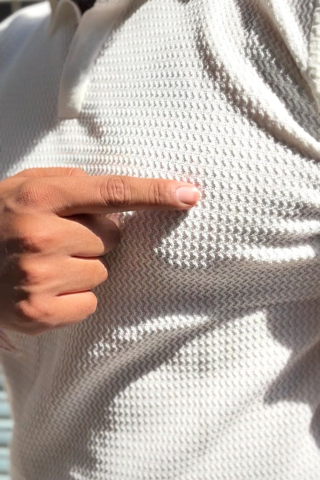 Textured Old Money Polo Solid Knitted Tshirt - White - Under Attack
