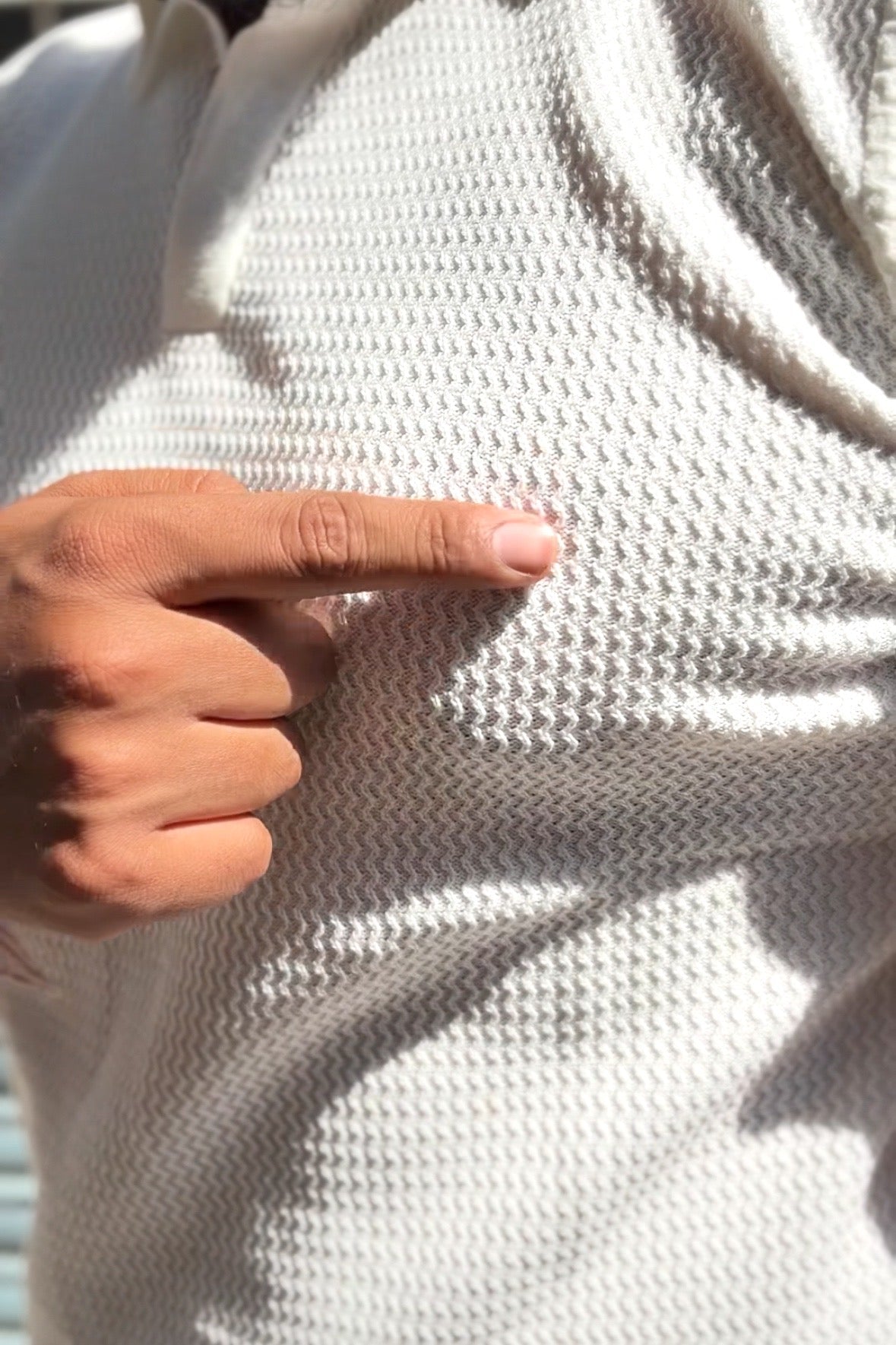 Textured Old Money Polo Solid Knitted Tshirt - White - Under Attack