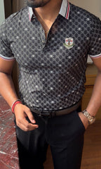 Textured Old Money Polo Tshirt - Black - Under Attack