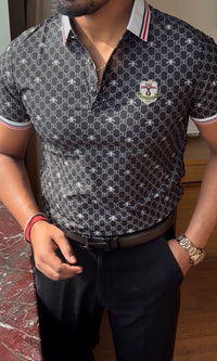 Textured Old Money Polo Tshirt - Black