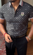 Textured Old Money Polo Tshirt - Black - Under Attack