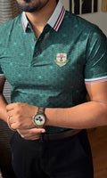 Textured Old Money Polo Tshirt - Green - Under Attack
