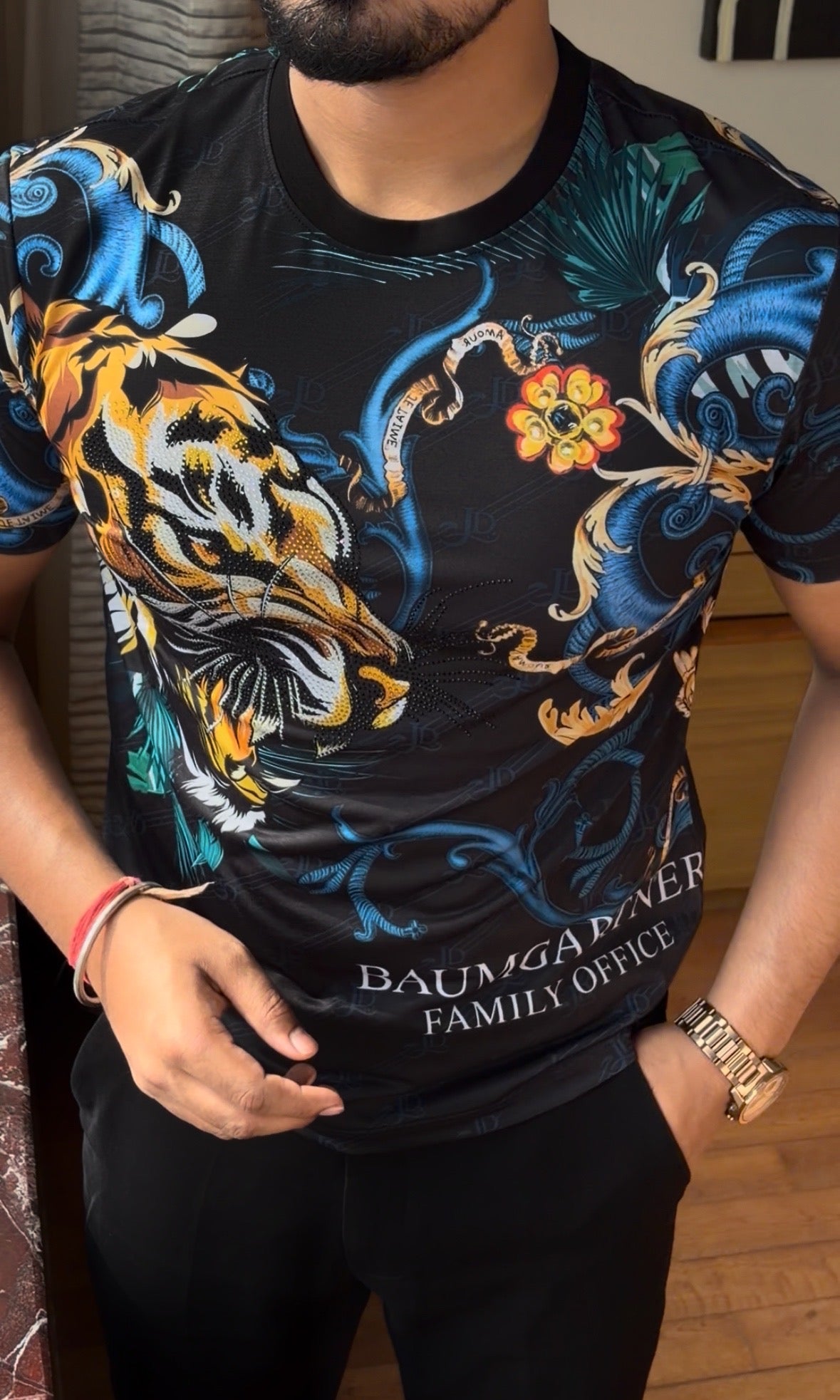 Tiger Couture All Over Print Viscose Tshirt - Black - Under Attack