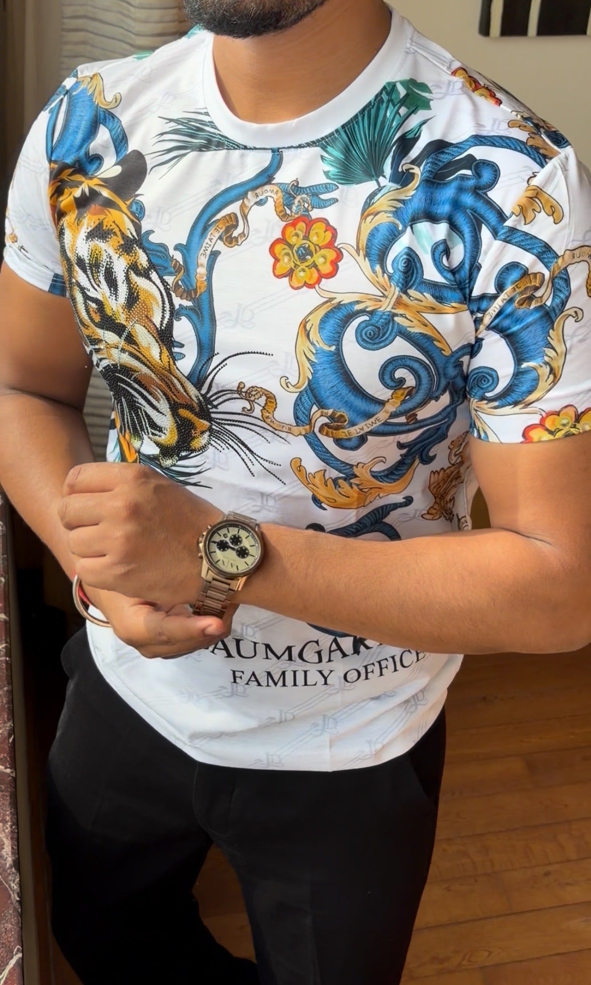 Tiger Couture All Over Print Viscose Tshirt - White - Under Attack
