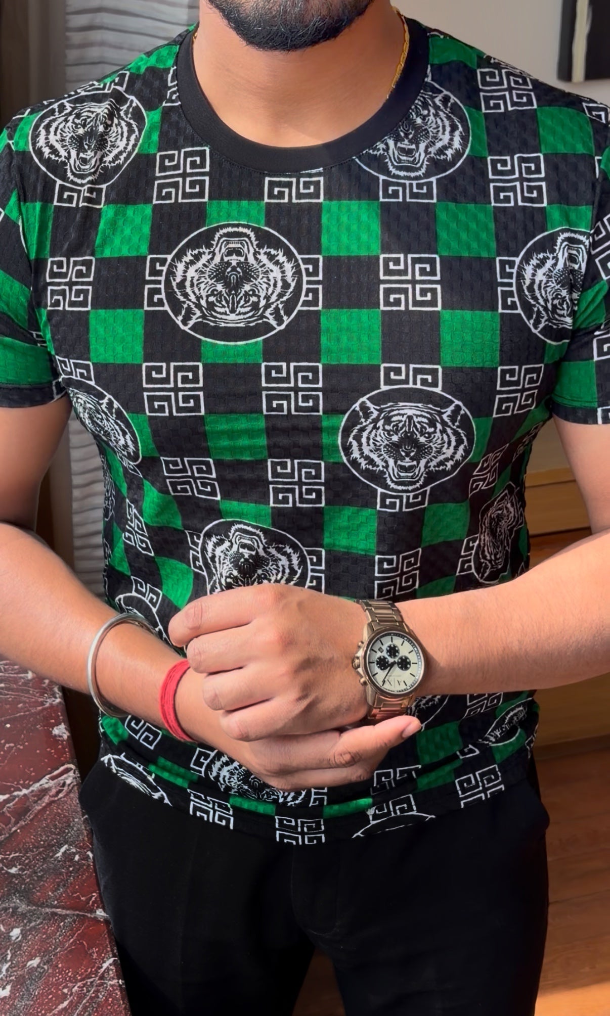 Tiger crochet tshirt - green - Under Attack