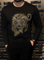 Tiger Roar Swarovski Sweatshirt - Black - Under Attack