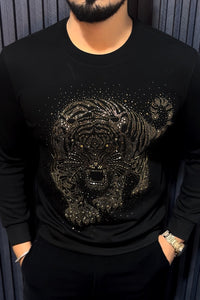 Tiger Roar Swarovski Sweatshirt - Black
