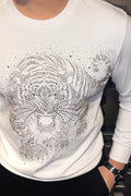 Tiger Roar Swarovski Sweatshirt - Ivory Silver - Under Attack