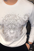 Tiger Roar Swarovski Sweatshirt - Ivory Silver - Under Attack