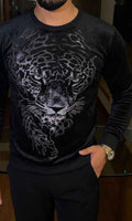 Tiger Swarovski Velvet Full Face Silver Sweatshirt - Black - Under Attack