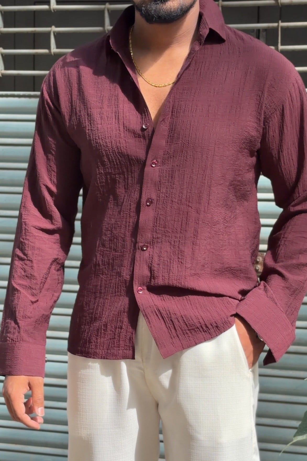 Tokyo Linen Premium Shirt - Wine - Under Attack