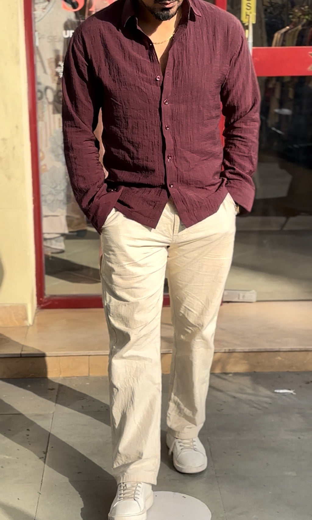 Tokyo Linen Premium Shirt - Wine - Under Attack