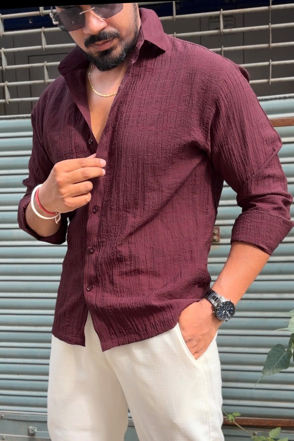 Tokyo Linen Premium Shirt - Wine - Under Attack