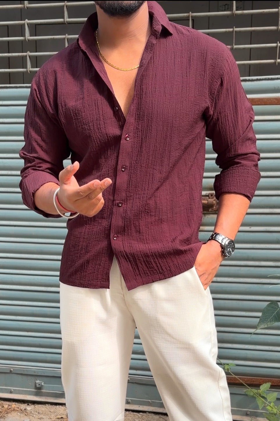Tokyo Linen Premium Shirt - Wine - Under Attack
