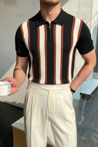 Tokyo Stripe Knitted Tshirt - black