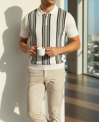 Tokyo Stripe Knitted Tshirt - white