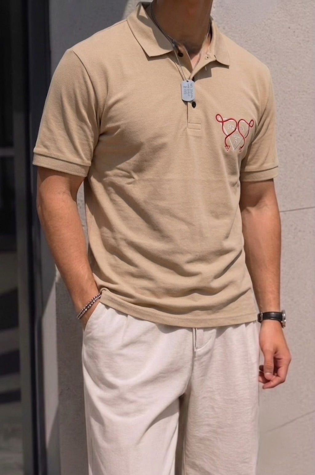 Triangle Arrowed Polo Tshirt - Beige - Under Attack