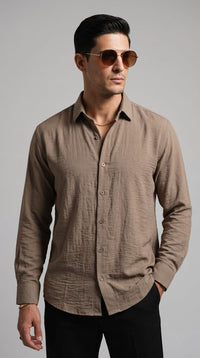 TURKEY LINEN SHIRT - BROWN
