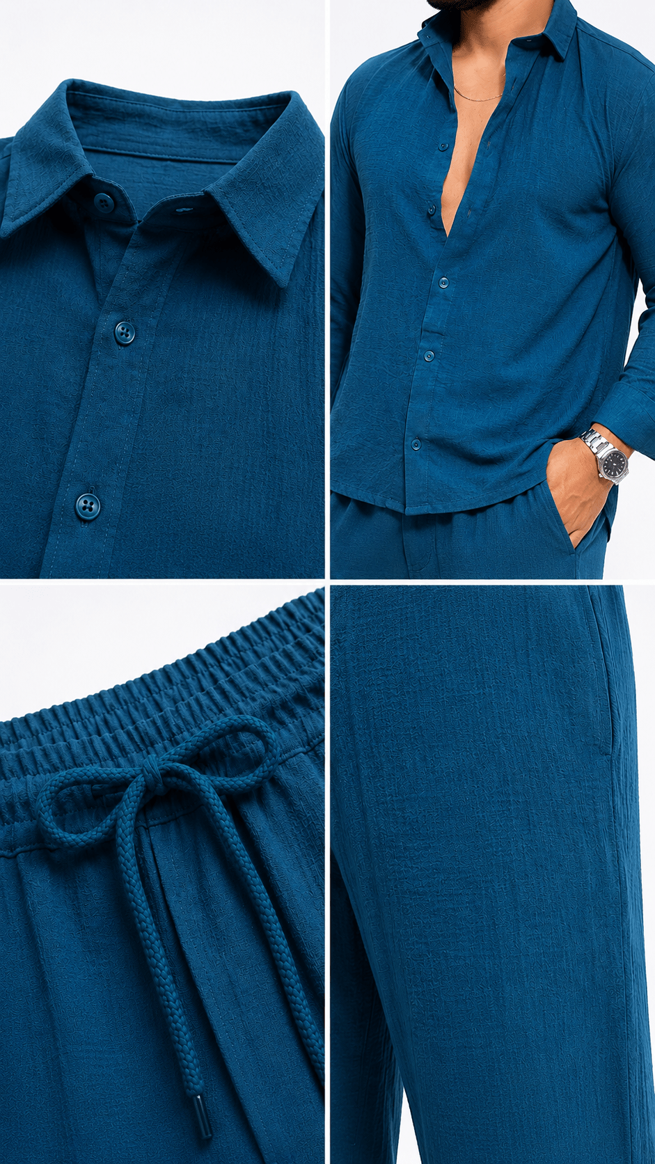 Turkey Linen Textured Coord set - BLUE - Under Attack