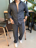 Turkey Linen Textured Coord set - DARK GREY - Under Attack