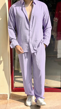 Turkey Linen Textured Coord set - LAVENDER