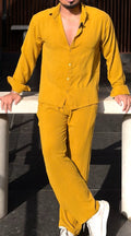Turkey Linen Textured Coord set - MUSTARD - Under Attack
