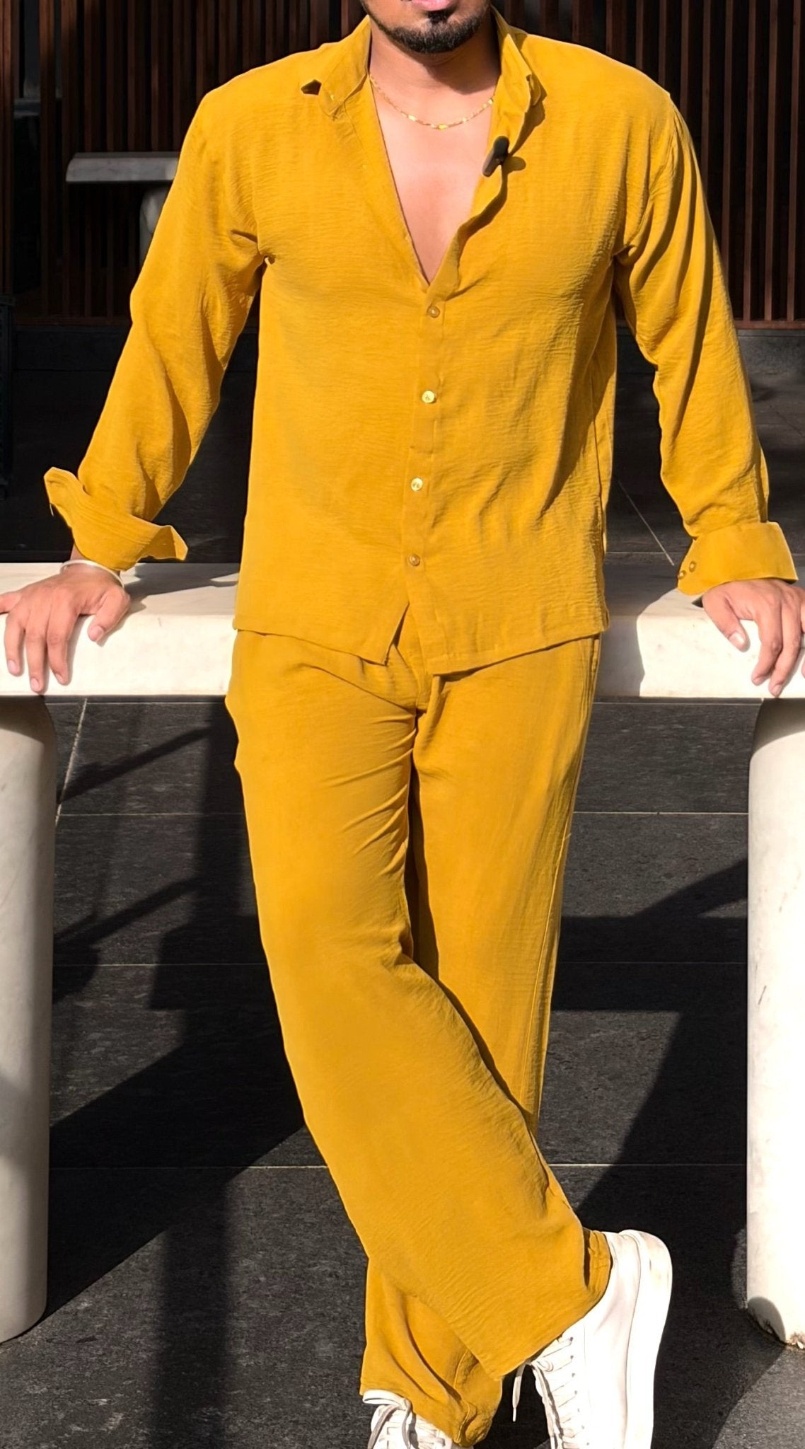 Turkey Linen Textured Coord set - MUSTARD - Under Attack