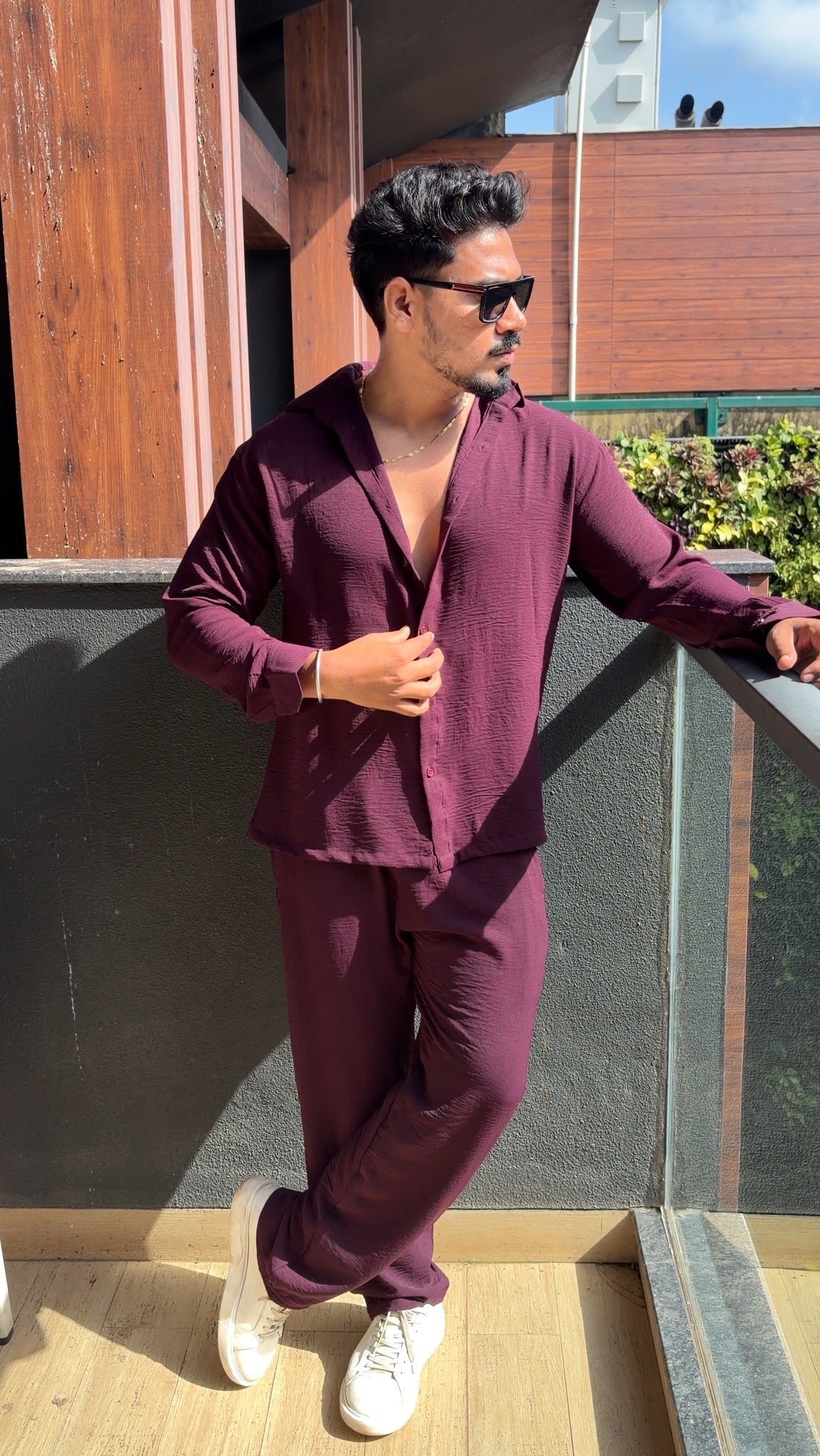 Turkey Linen Textured Coord set - WINE - Under Attack