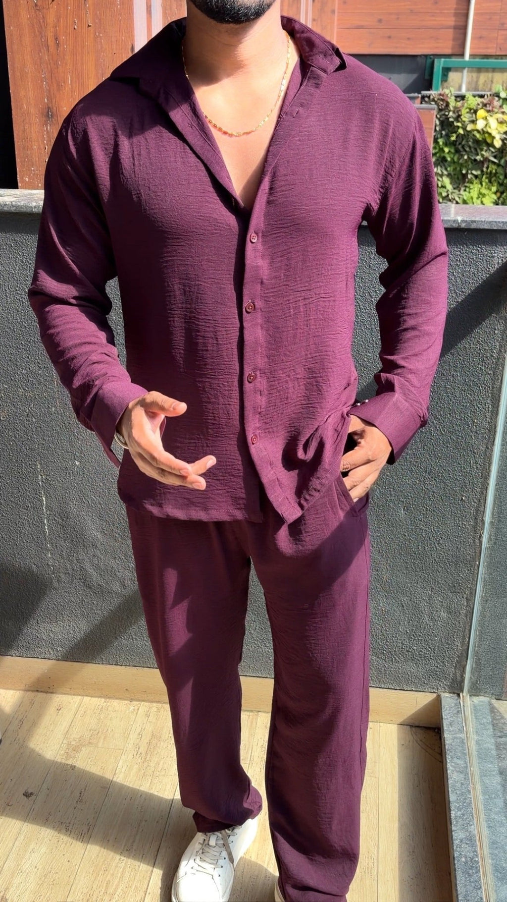 Turkey Linen Textured Coord set - WINE - Under Attack