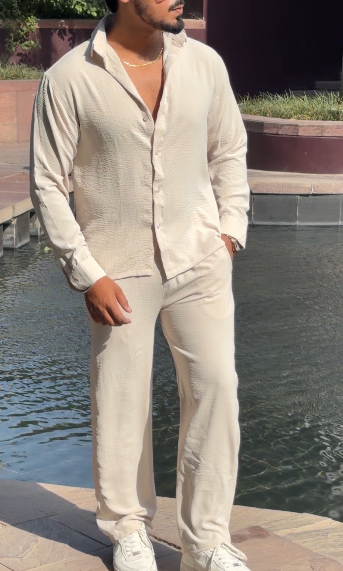 Turkey Linen Textured Ivory Coord set - BEIGE - Under Attack